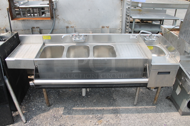 Krowne KR18-53C Stainless Steel Commercial 3 Bay Sink w/ Dual Drain Boards, Right Side Sink Bay and Speedwell.  - Image 1 of 6