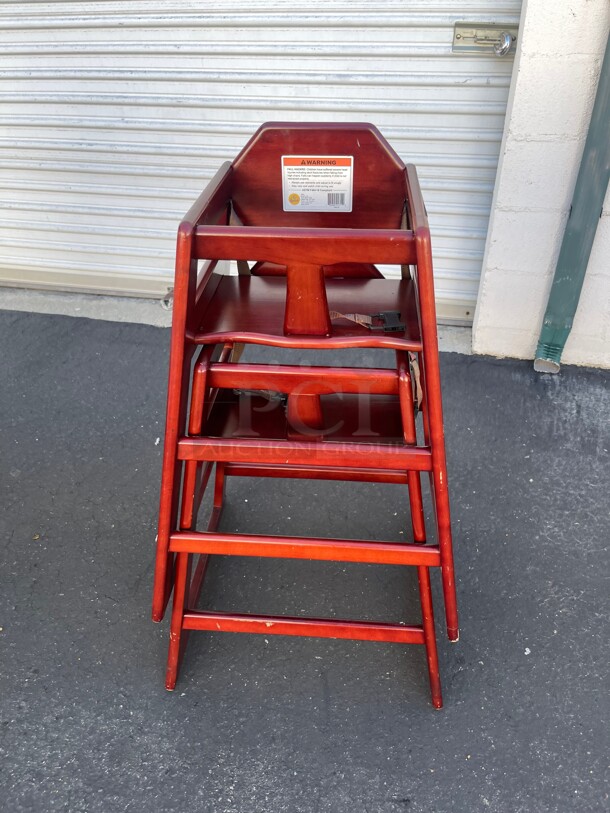Clean! Youngstar Kids Stacking Restaurant Wood High Chair with Dark Finish NSF  - Image 5 of 8