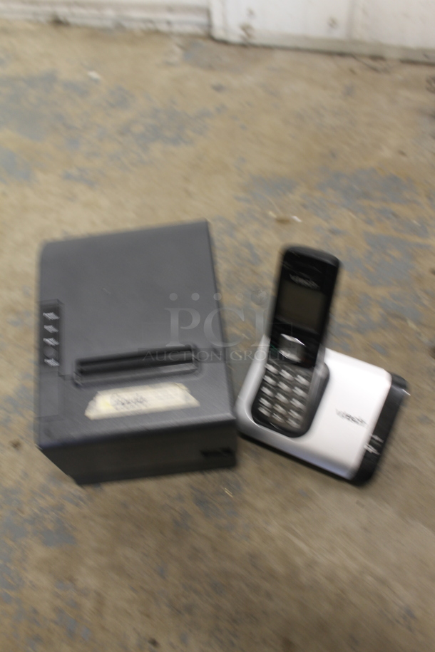 ALL ONE MONEY! Lot of EY-80V Receipt Printer and VTech Phone on Cradle. 