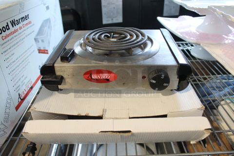 IN ORIGINAL BOX! Avantco CB-7 Stainless Steel Commercial Single Burner Range. 120 Volts, 1 Phase.