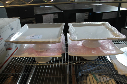 4 White Square Cake Stands. 4 Times Your Bid!