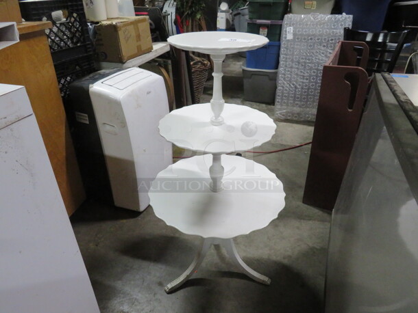 One 3 Tier White Wooden Table. 21X40 - Image 1 of 2