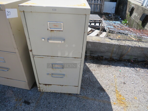 One Hon 2 Drawer Metal File Cabinet. 15X25X29 - Image 1 of 1