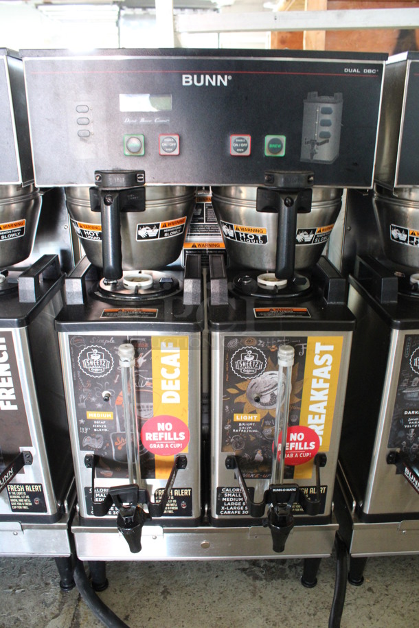 2012 Bunn Model DUAL SH DBC Stainless Steel Commercial Countertop Dual Coffee Machine w/ 2 Stainless Steel Brew Baskets and 2 Bunn Model SH SERVER Satellite Servers. 120/208-240 Volts, 1 Phase. 18x24x36. Tested and Working! - Image 4 of 6