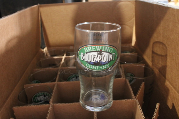14 BRAND NEW IN BOX! Blue Point Brewing Company Beverage Glasses. 3x3x6.5. 14 Times Your Bid!