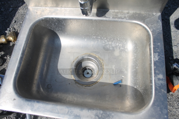 BRAND NEW! Advance Tabco Stainless Steel Commercial Single Bay Wall Mount Sink w/ Faucet and Cabinet. - Image 4 of 12