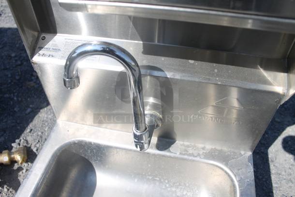 BRAND NEW! Advance Tabco Stainless Steel Commercial Single Bay Wall Mount Sink w/ Faucet and Cabinet. - Image 5 of 12