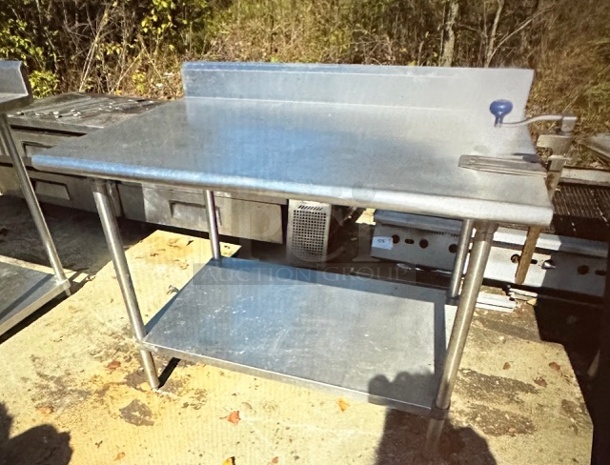 One Stainless Steel Table With Back Splash, SS Under Shelf And A 10lb Edlund Can Opener. 48X30X40 - Image 1 of 1