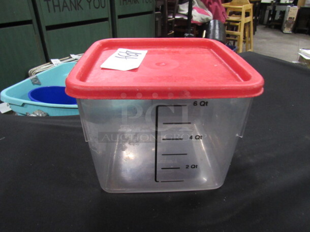 One 6 Quart Food Storage Container With lid. 