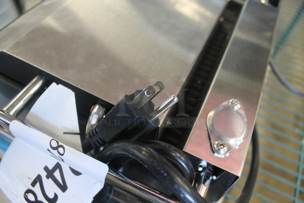 BRAND NEW SCRATCH AND DENT! Avantco 177P84 Commercial Stainless Steel Electric Countertop Double Panini Grill With Grooved Plates On Rubber Feet. 120V. Tested And Working! - Image 6 of 7