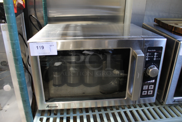 2017 Amana RCS10DSE Stainless Steel Commercial Countertop Microwave Oven. 120 Volts, 1 Phase.  - Image 1 of 4