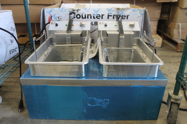 BRAND NEW SCRATCH AND DENT! CPG 351EF302 Cooking Performance Group Commercial Stainless Steel Electric Countertop Dual Tank Fryer. Tested And Working! - Image 1 of 10