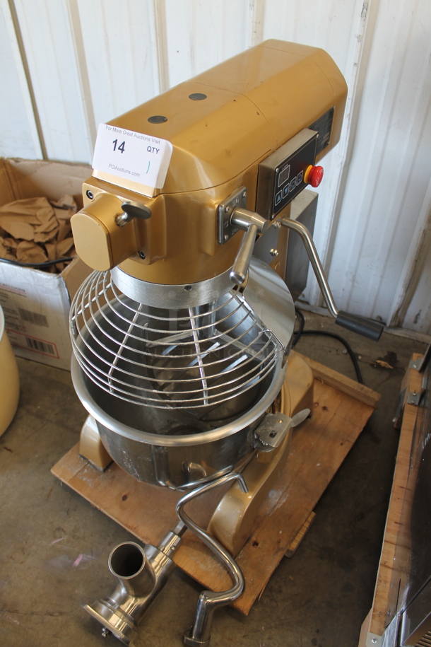 BRAND NEW SCRATCH AND DENT! 2021 MB20 Metal Commercial Countertop 20 Quart Planetary Dough Mixer w/ Stainless Steel Mixing Bowl, Bowl Guard, Dough Hook and Paddle Attachment. 120 Volts, 1 Phase. Tested and Working! - Image 1 of 9