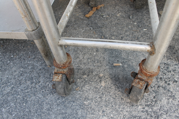 Stainless Steel Commercial Table w/ Back Splash and Under Shelf on Commercial Casters. - Image 4 of 4