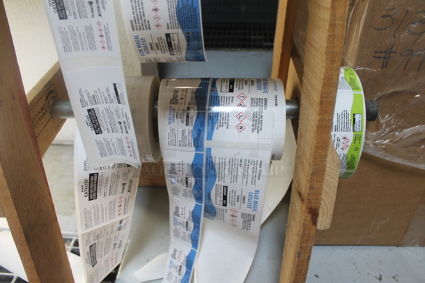 ALL ONE MONEY! Lot of Various Items Including Wooden Label Stand and 2 Cardboard Boxes of Poly Bottles. BUYER MUST REMOVE. - Image 3 of 6