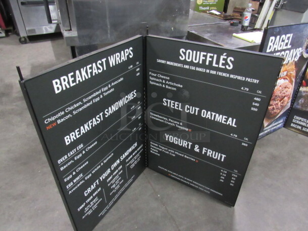 One Heavy Duty Black Metal Dual Hinged Menu Board. 49X36