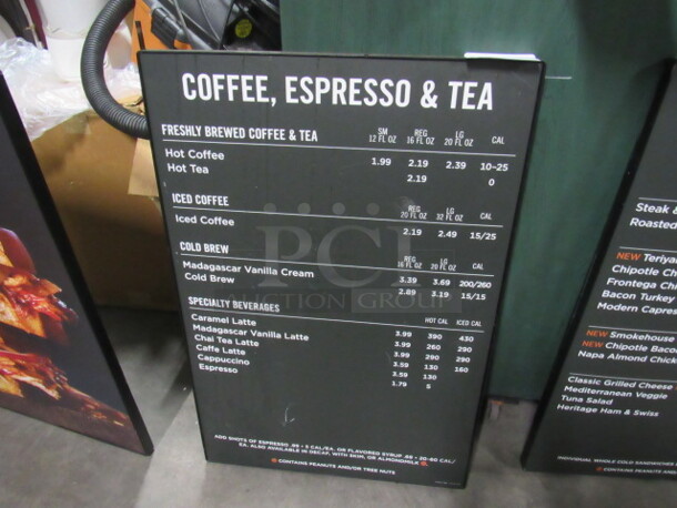 One Heavy Duty Black Metal Menu Board. 24X36