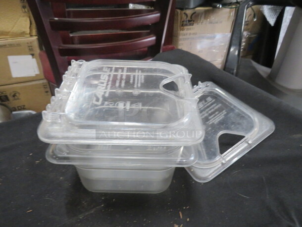 1/6 Size 4 Inch Deep Food Storage Container With Hinged Lid. 2XBID