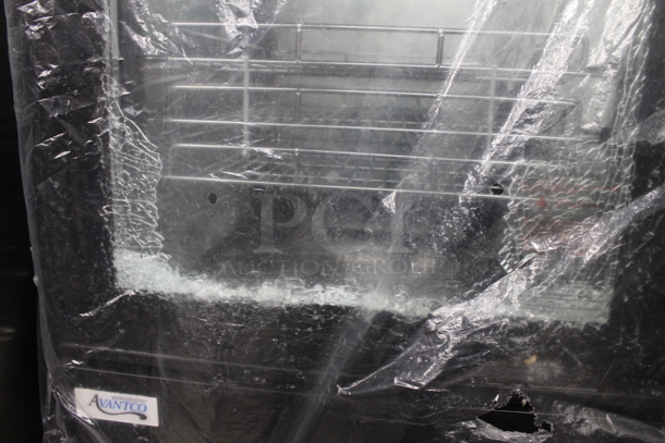 BRAND NEW SCRATCH AND DENT! Avantco 193GD4C15HCB Metal Commercial Single Door Reach In Cooler Merchandiser. 110-120 Volts, 1 Phase. Tested and Powers On But Does Not Get Cold  - Image 4 of 6