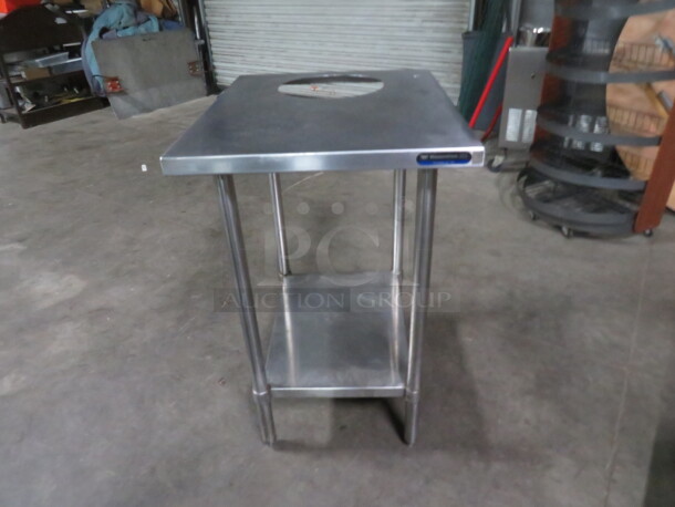 One Stainless Steel table With Stainless Under Shelf, With Cut Out. 30X24X38 - Image 1 of 4
