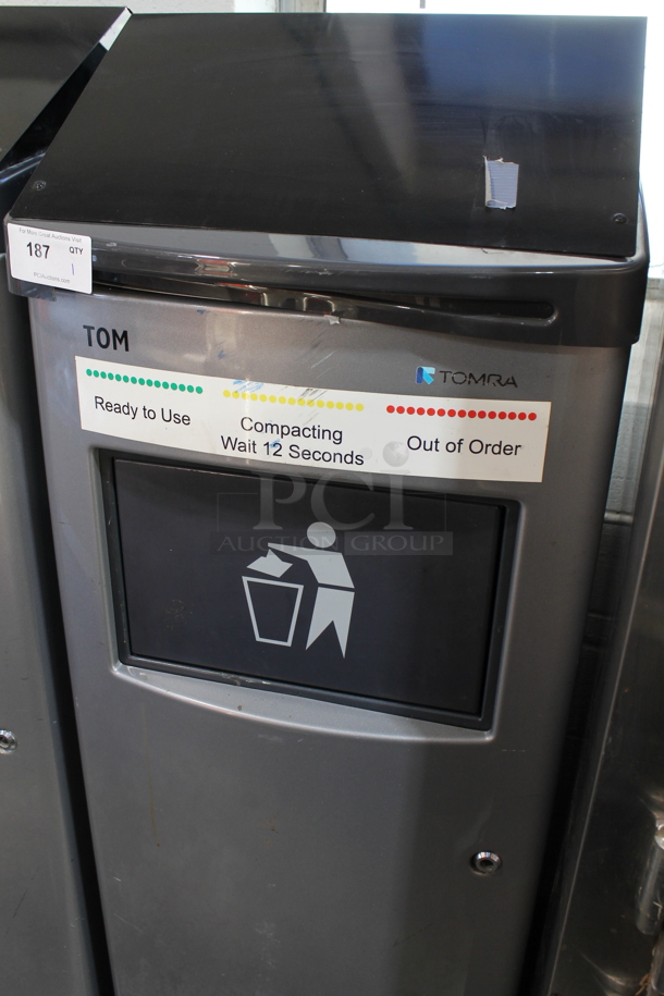 Tom Tomra Gray Metal Trash Can. - Image 1 of 2