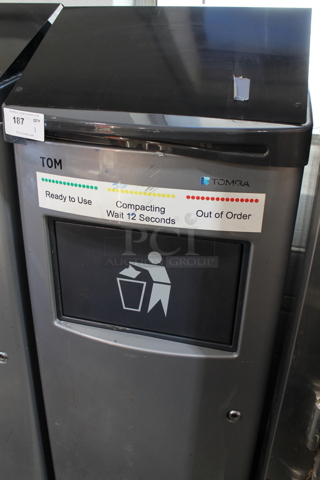 Tom Tomra Gray Metal Trash Can.
