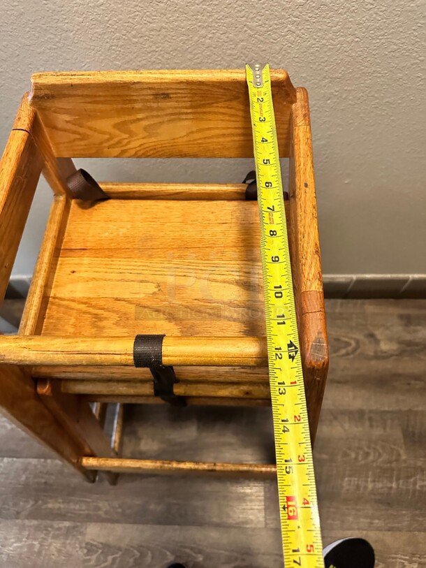 Youngstar Assembled Stacking Restaurant Wood High Chair with Light Finish NSF 
12x12x32 - Image 4 of 5
