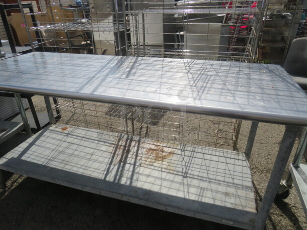 One Stainless Steel Table With Undershelf. 72X30X34