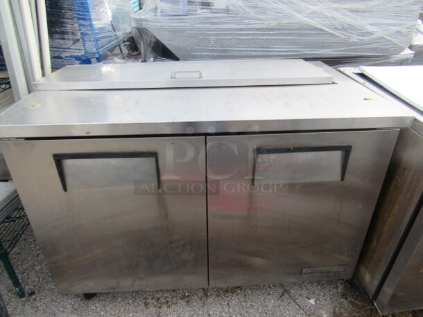 One TREU 2 Door Refrigerated Prep Table On Casters. Model# TSSU-48-12. 115 Volt. 48X30X35