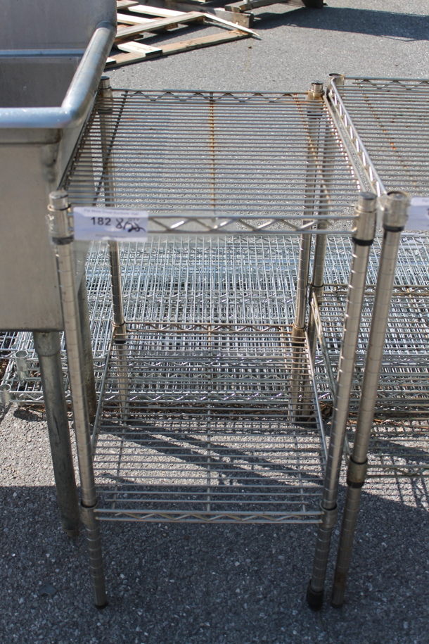 Chrome Finish 2 Tier Wire Shelving Unit. BUYER MUST DISMANTLE. PCI CANNOT DISMANTLE FOR SHIPPING. PLEASE CONSIDER FREIGHT CHARGES. - Image 1 of 1