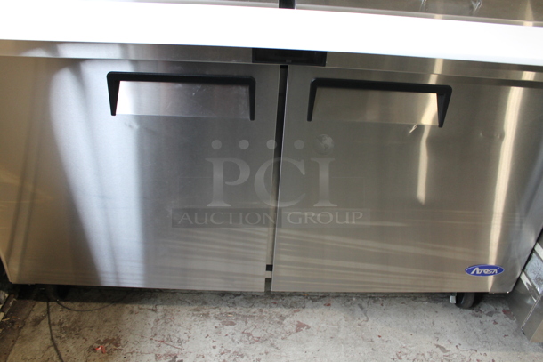 BRAND NEW! 2022 Atosa MSF8307GR Stainless Steel Commercial Sandwich Salad Prep Table Bain Marie Mega Top w/ Stainless Steel 1/6 Size Drop In Bins on Commercial Casters. 115 Volts, 1 Phase. Tested and Working! - Image 6 of 11