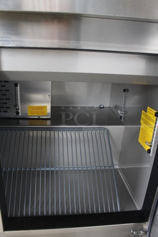 BRAND NEW SCRATCH AND DENT! 2023 Avantco 447APST72 Stainless Steel Commercial Sandwich Salad Refrigerated Prep Table Bain Marie Mega Top. Comes w/ Commercial Casters. 115 Volts, 1 Phase. Tested and Working! - Image 6 of 10