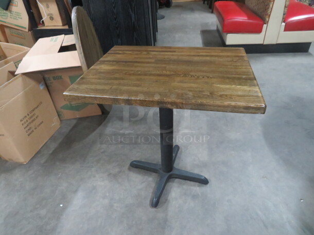 One Solid Wooden Table On Pedestal Base. 24X30X29 - Image 1 of 2