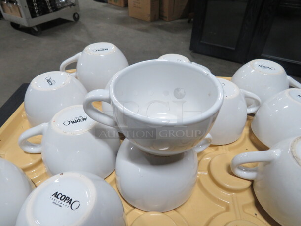 One Cup Keeper With 13 Acopa White Coffee Cups. - Image 1 of 2