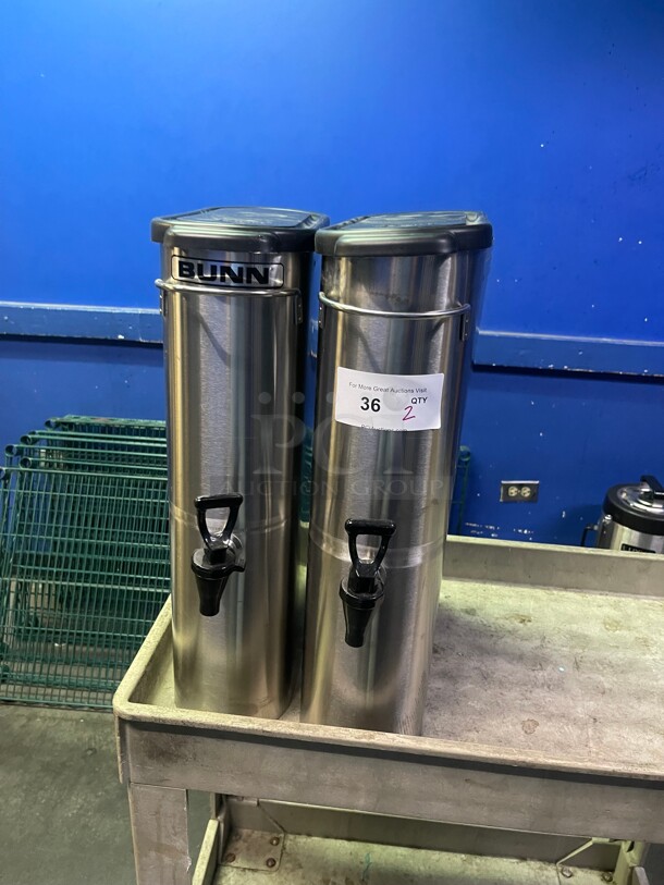 Nice! Bunn TDO-N-3.5 3.5 Gallon Narrow Commercial Iced Tea Dispenser with Pinch Tube Faucet NSF 6x15x22
