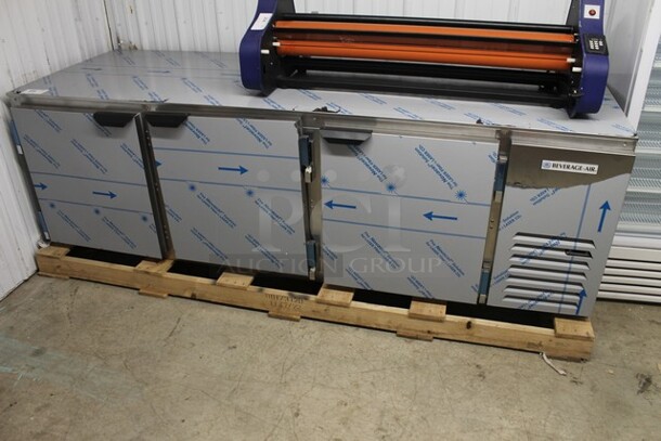 BRAND NEW SCRATCH AND DENT! Beverage Air UCR93AHC Stainless Steel Commercial 3 Door Undercounter Cooler. 115 Volts, 1 Phase. Tested and Working!