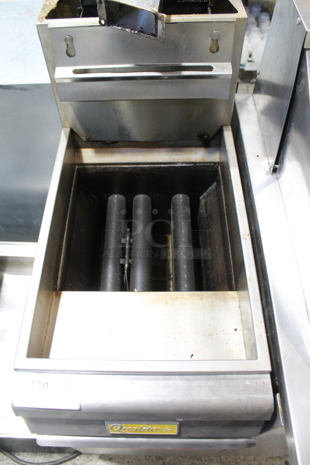 Qualite QL9/NG Stainless Steel Commercial Floor Style Natural Gas Powered Deep Fat Fryer. 90,000 BTU.  - Image 2 of 6