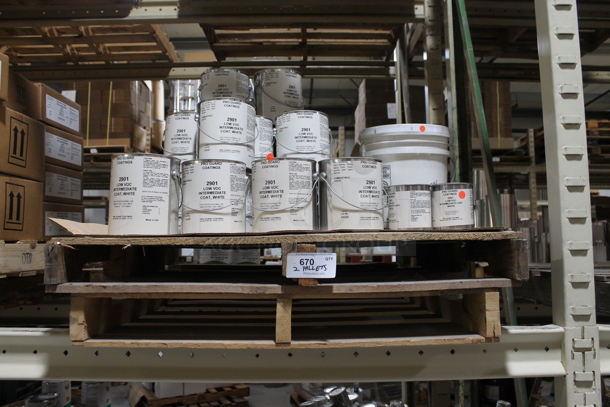 ALL ONE MONEY! TWO PALLET LOT of Various Items Including Low Voc Intermediate Coat White. BUYER MUST REMOVE. - Image 1 of 3