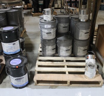 ALL ONE MONEY! PALLET LOT of Various Items Including Pro Guard Coatings and Liquid Rubber. BUYER MUST REMOVE.