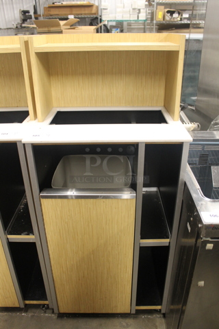 Wood Pattern Trash Can Shell w/ Trash Can, Trash Deposit Hole, Over Shelf and Door. 