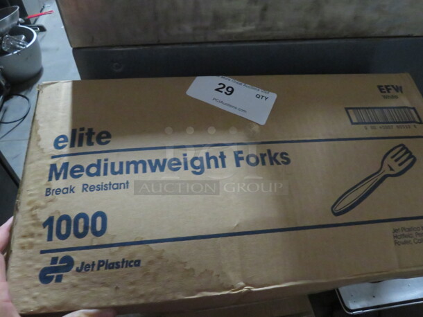 One Box Of NEW 1000ct Individually Wrapped Forks.