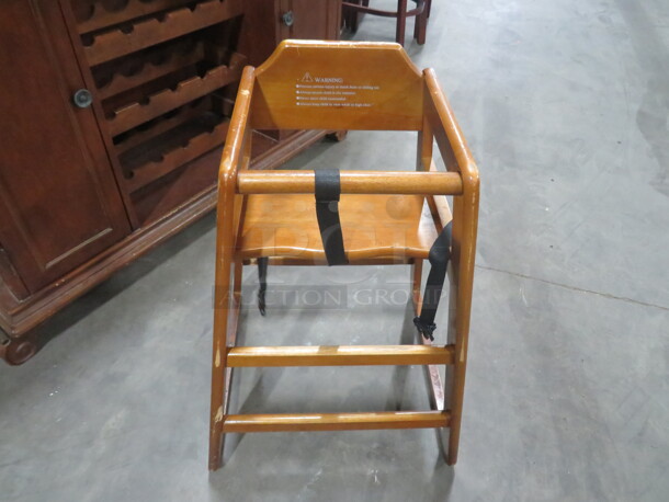 One Wooden High Chair With Safety Straps. - Image 1 of 2