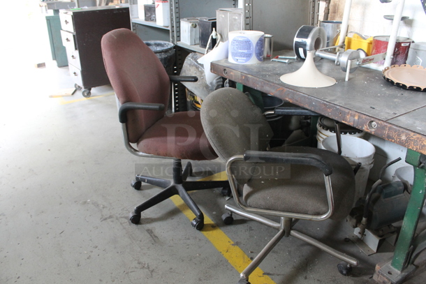 ALL ONE MONEY! Lot of Table, Contents Including Metal Cabinet and 2 Office Chairs.. BUYER MUST REMOVE. - Image 3 of 9