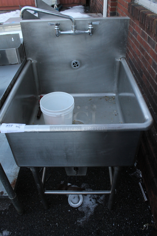 Stainless Steel Single Bay Sink w/ Faucet and Handles. - Image 1 of 4