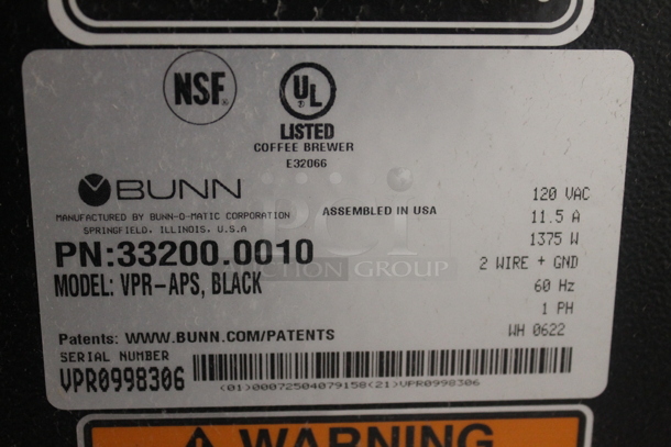 BRAND NEW! 2022 Bunn VPR-APS Stainless Steel Commercial Countertop Coffee Machine w/ Poly Brew Basket. 120 Volts, 1 Phase. Tested and Working! - Image 5 of 5