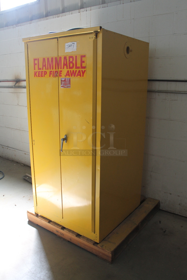 Yellow Metal 2 Door Cabinet w/ Contents. - Image 2 of 7