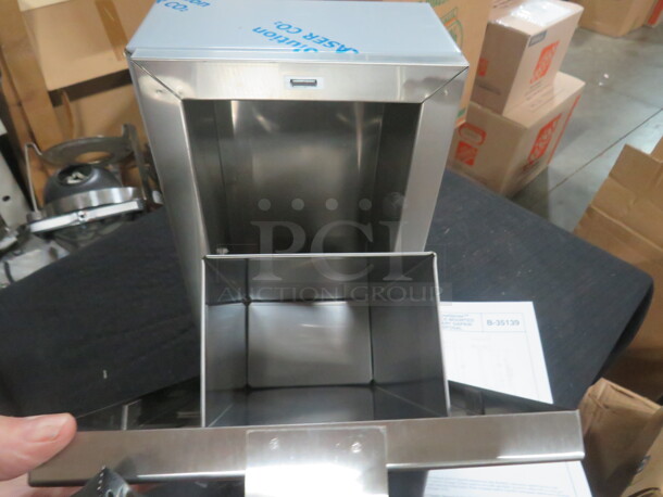 One NEW Stainless Steel Bobrick Trash Dispenser. #B35139. 8X5X14 - Image 2 of 2