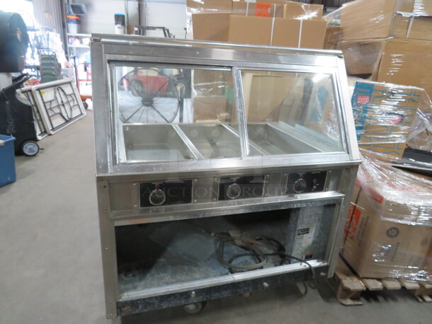 One BKI 3 Well Steam Serve Table  Curve Glass Display. 208 Volt. 3 Phase. #WDC-3. 49X37X48. - Image 4 of 4