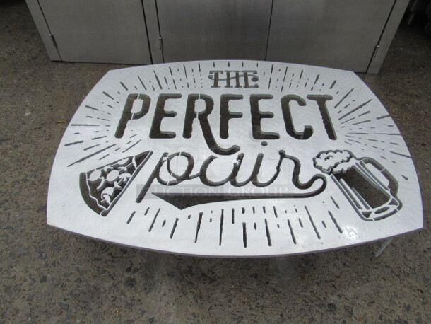 One ALUMINUM Wall Hanging Cutout Sign, THE PERFECT PAIR. 35.5X27.5 - Image 3 of 4
