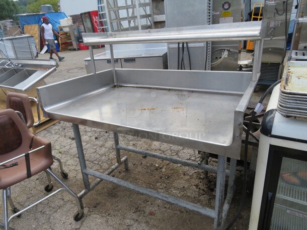 One Stainless Steel Table With Stainless Steel Over Shelf. 48X30X52
